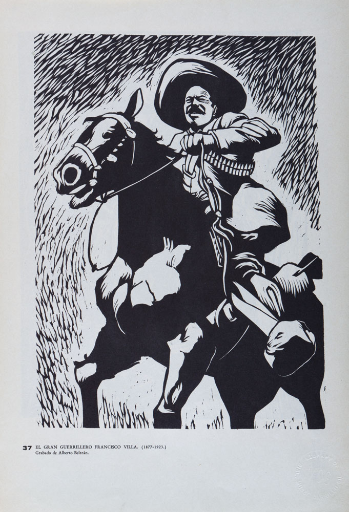 El gran guerrillero Francisco Villa [1877-1923] (De la carpeta: Estampa de la Revolución Mexicana), 1947 Grabado en linóleo, autor ALBERTO BELTRÁN.
